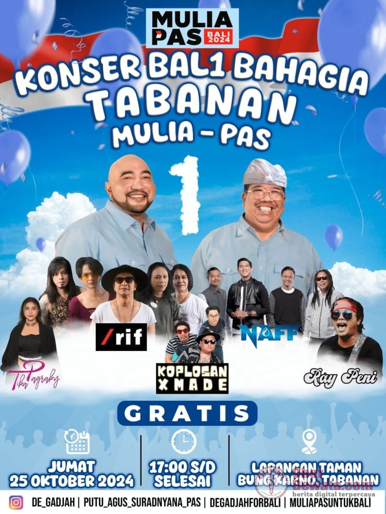Konser Musik Bahagia Mulia-PAS Siap Mengguncang Tabanan, Ini Bintang Tamunya