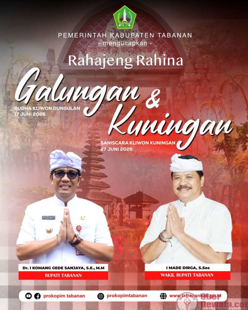 Bupati dan Wakil Bupati Tabanan Sampaikan Ucapan Selamat Hari Raya Galungan dan Kuningan 2026