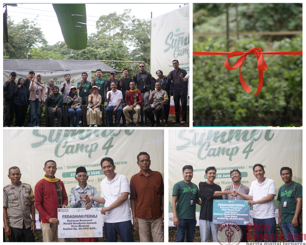PT Pegadaian (Persero) Area Pulau Sumbawa Resmikan Rumah Bibit dan Serahkan Bantuan 1.000 Bibit Kopi pada Summer Camp IV di Riamau Wawo